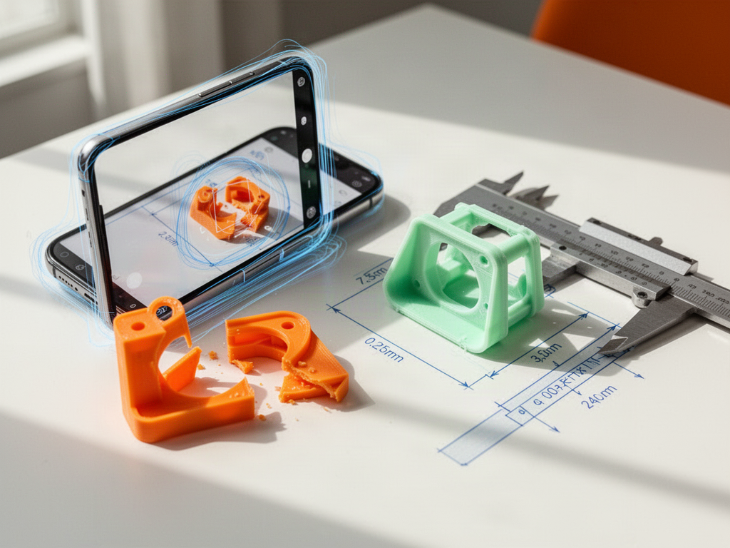 Plastic part captured on a smartphone and explored as a digital engineering shape